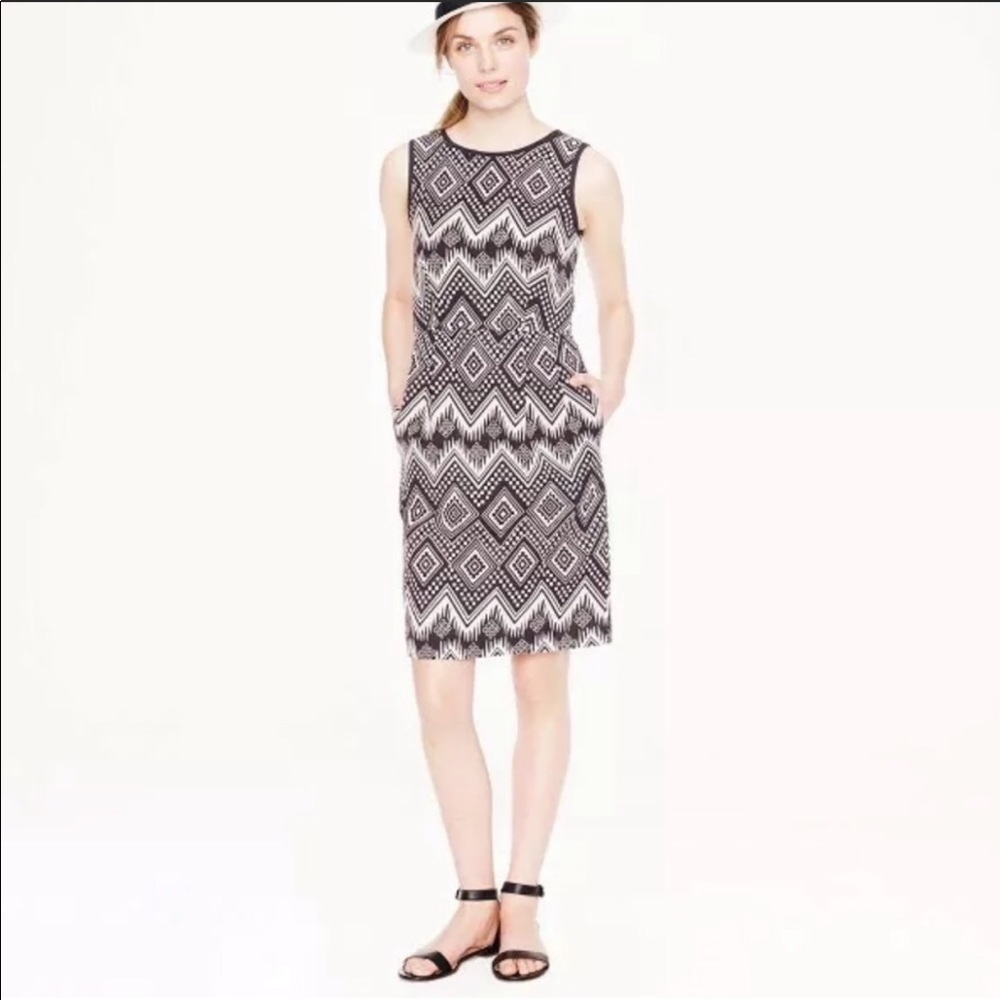Jcrew Diamond Ikat Black Sheath Dress